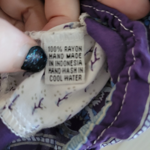 Faithful the Brand white Purple Floral Top Boho Off the Shoulder size Medium - Picture 9 of 9